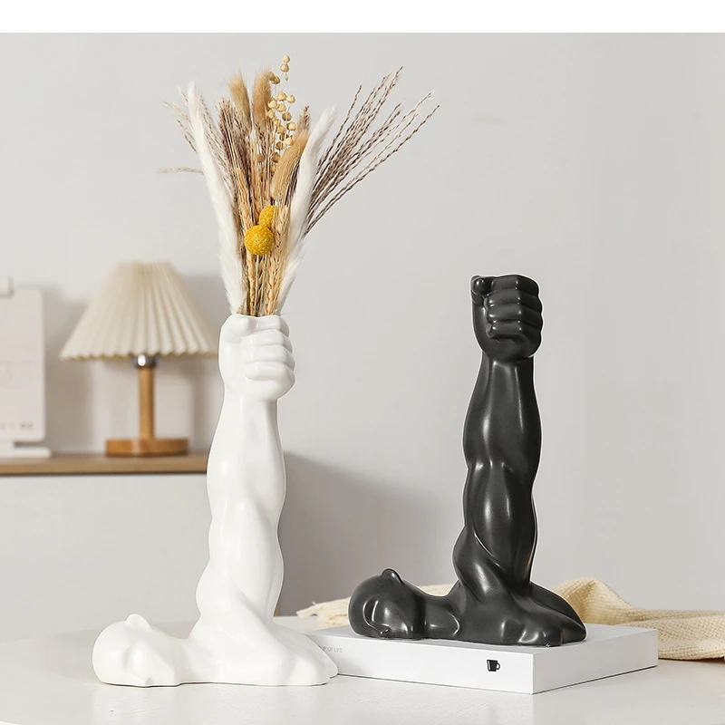 

Muscle Arm Ornaments Ceramic Craftts Living Room Foyer Decoration Flower Arrangement Vase Simple Home Art