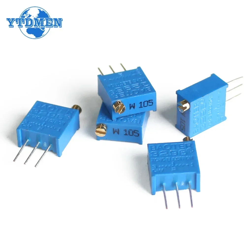 10PCS 3296W Trimmer Potentiometer 100R 500R 1K 2K 5K 10K 20K  50K 100K 200K 500K 1M 3296 Potentiometers Variable Resistor Kit