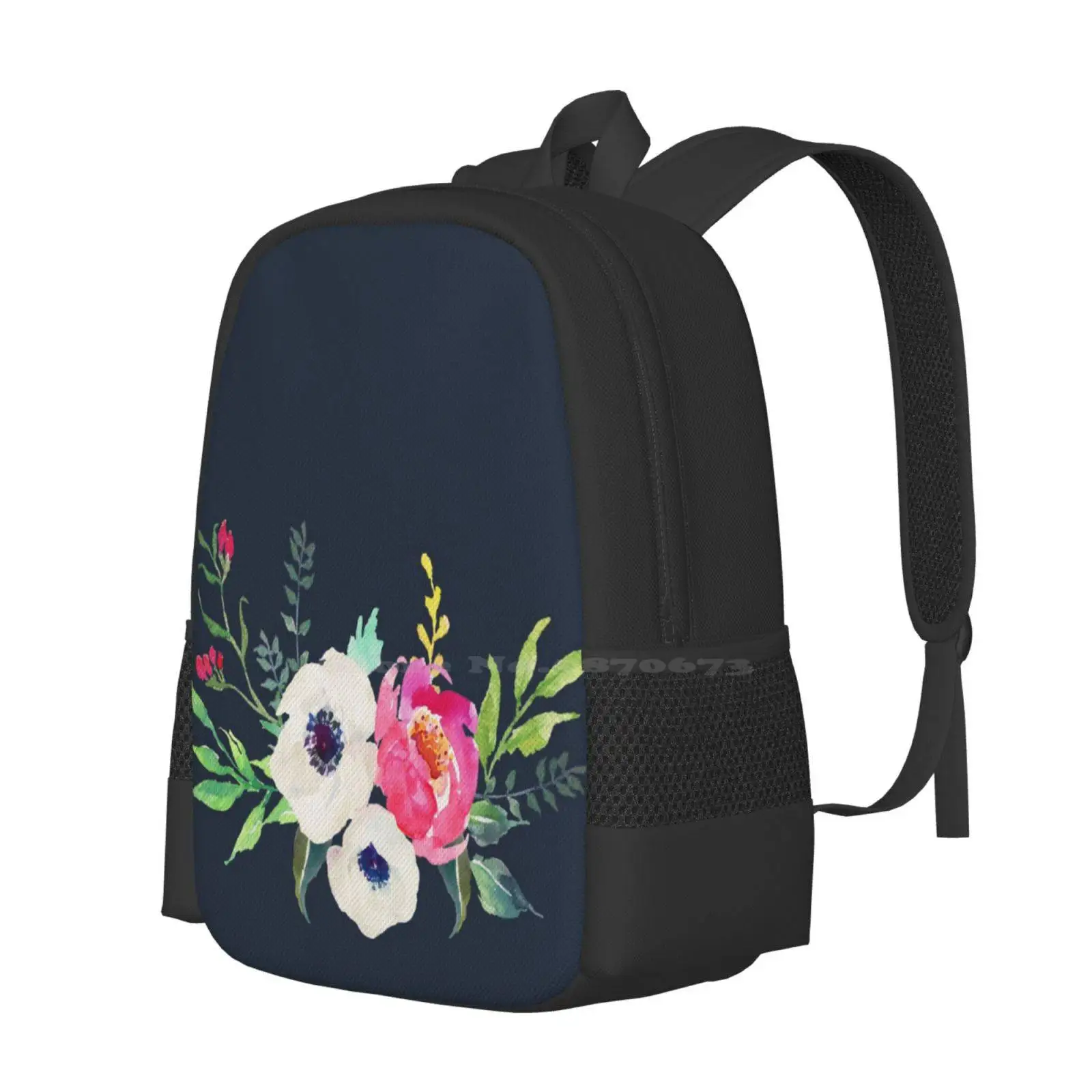 Anemone Peony Watercolor Bouquet Backpacks For School Teenagers Girls Travel Bags Anemone Peony Watercolor Bouquet Wedding