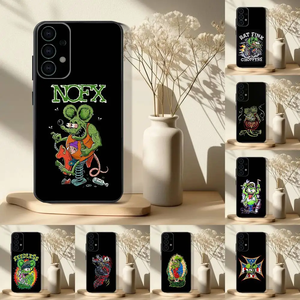

Cartoon Rat Fink RF Phone Case For Samsung S 25,24,23,22,30,21,10,9,Ultra,Plus,Lite,FE,4,5G Black Soft Case