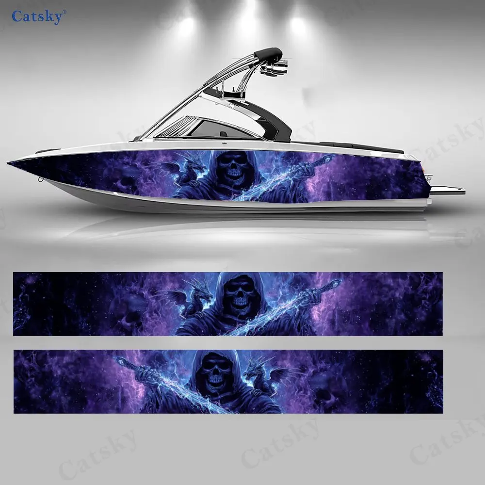 

2Pcs Nebula Reaper Boat Stickers, PVC Waterproof Durable Vinyl Wrap Decals for Fishing Boats, Durable and Stylish Design