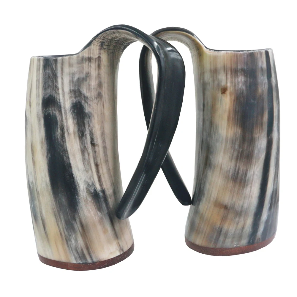 Creative Natural Hand Made Ox Horn Mug Viking Drinking Mugs Beer Drinking Horn Coffee Mug-Food Grade&One Year Warranty