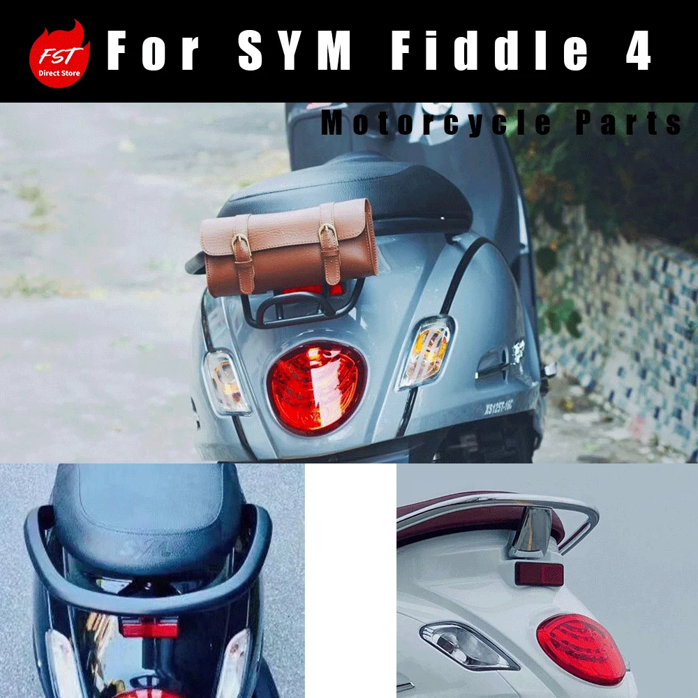 For SYM Fiddle 4 Modified Rear Rack / Luggage Rack – Short-Tail Blacked-Out Retro Upgrade Accessory