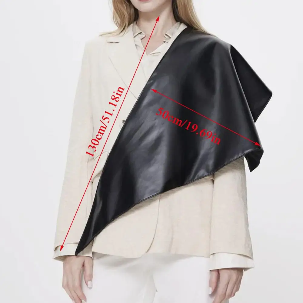 

Artificial Leather Triangular Head Scarf Long Wrap Shawl Faux Leather Scarf Bandana Head Cover Y2k Hip-hop Triangle Hair Scarf