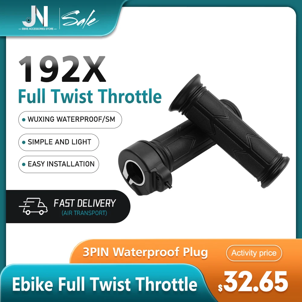 

WUXING 12-72V 192X Full Twist Throttle Electric Bicycle Right Handle Throttle Waterproof/SM Connector for E-Bikes Parts ﻿