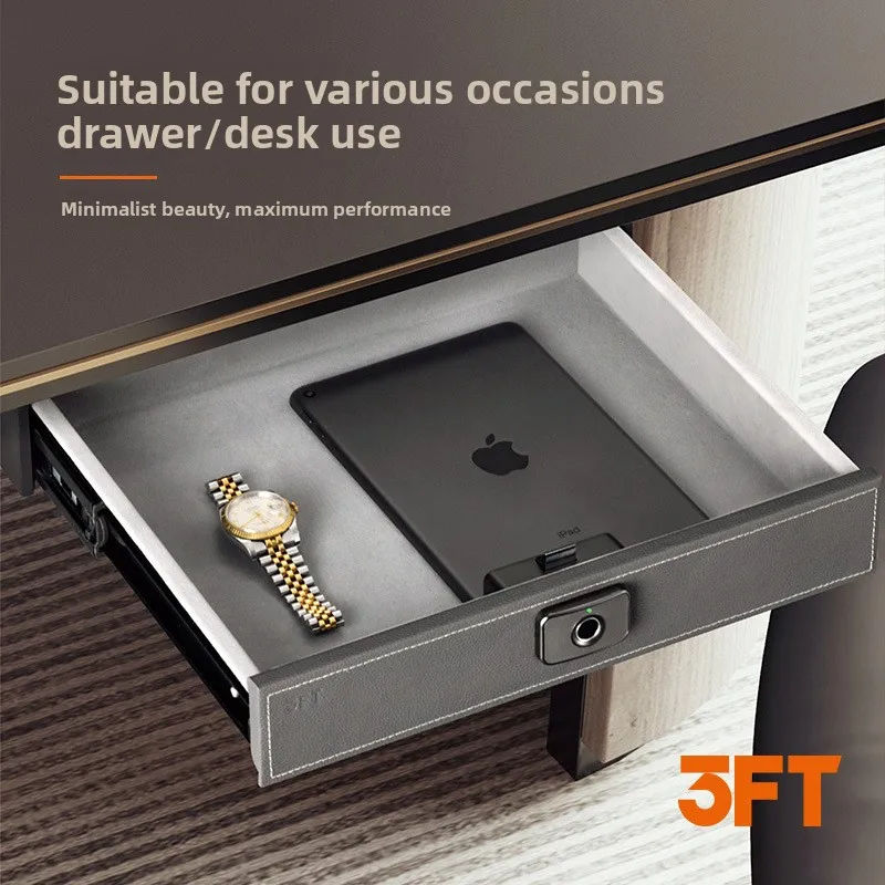 Fingerprint Lock Drawer Safe for Home Office Jewelry Storage Hidden Desk Top Security Box