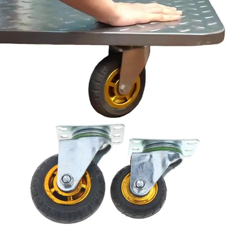 【Peace】Soft Elastic Rubber Caster 3/4 Inches Universal Caster Wheels Profile Castor Wheels With Brakes Floor Marks Silent Caster