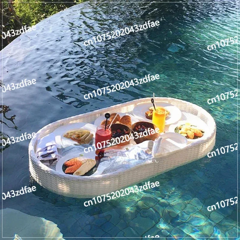 Swimming Pool Floating Breakfast Tray Water Vine Weaving Basket Wedding Photography Props Tray Decoration Internet Celebrity