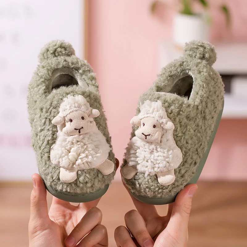 Cartoon Sheep Pattern Shoes Anime Plush Home Soft Soled Boys and Girls Warm Baby Cotton Shoes courteshesality brandingheslamp todrink