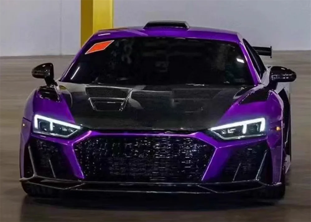 Para Audi R8 piezas de automóvil estilo tapa alerón delantero de fibra de carbono labio frontal divisor hoja de ventilador para Audi R8 2021-2023