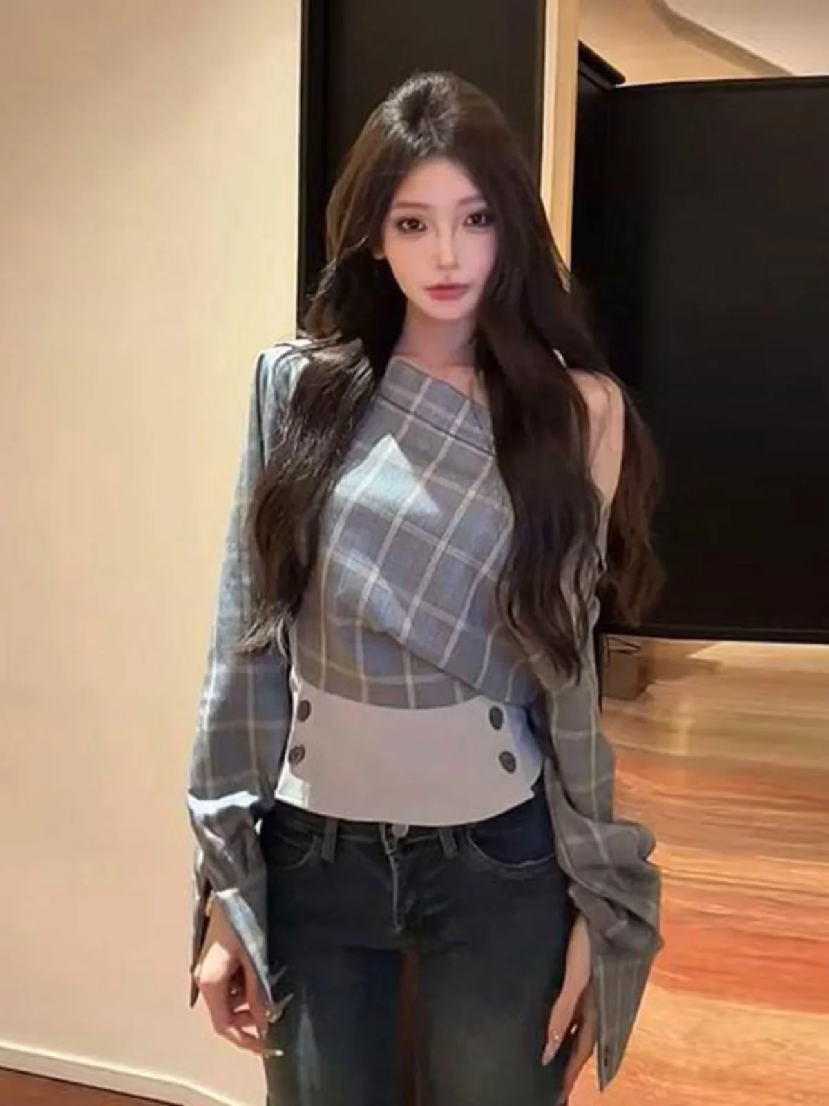 

Unique Beautiful Shirt Trendy Design Sensation Chic Top Popular This Year Bright Stylish Small Shirt Korean Style Long Sleeve...