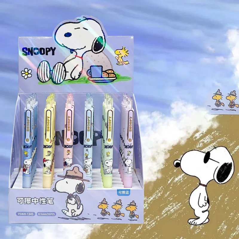 

36 шт./лот Kawaii Snoopy стираемая гелевая ручка милые 0,5 мм синие чернила ручки для подписи рекламный подарок школьные принадлежности