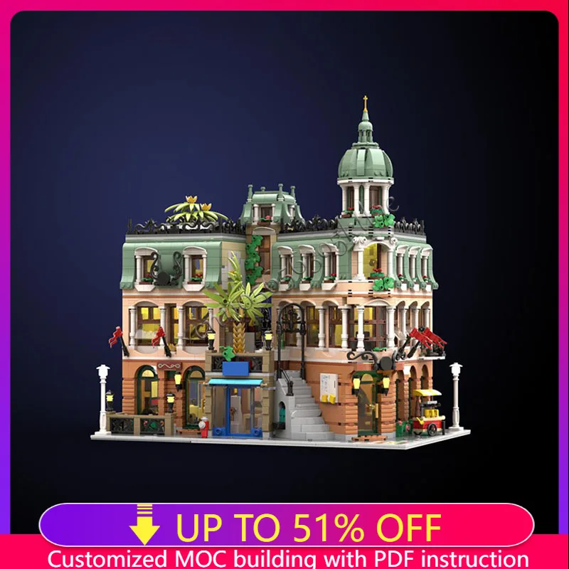 

5198 PCS Grand Boutique Hotel Model With Classic Architecture Modular Building Blocks Kids Assembly Display Toys Festival Gift