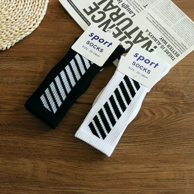 5 paia di calzini sportivi da uomo in cotone 100% strisce bianche nere traspiranti assorbenti del sudore calzini casual elastici caldi autunnali da donna