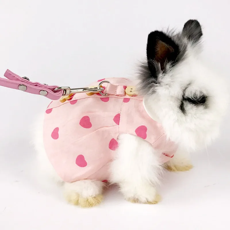 Rabbit Clothes Traction Rope Hat Set Pet Rabbit Costumes Guinea Pig Lop-eared Rabbit Jewelry Hat Traction Rope