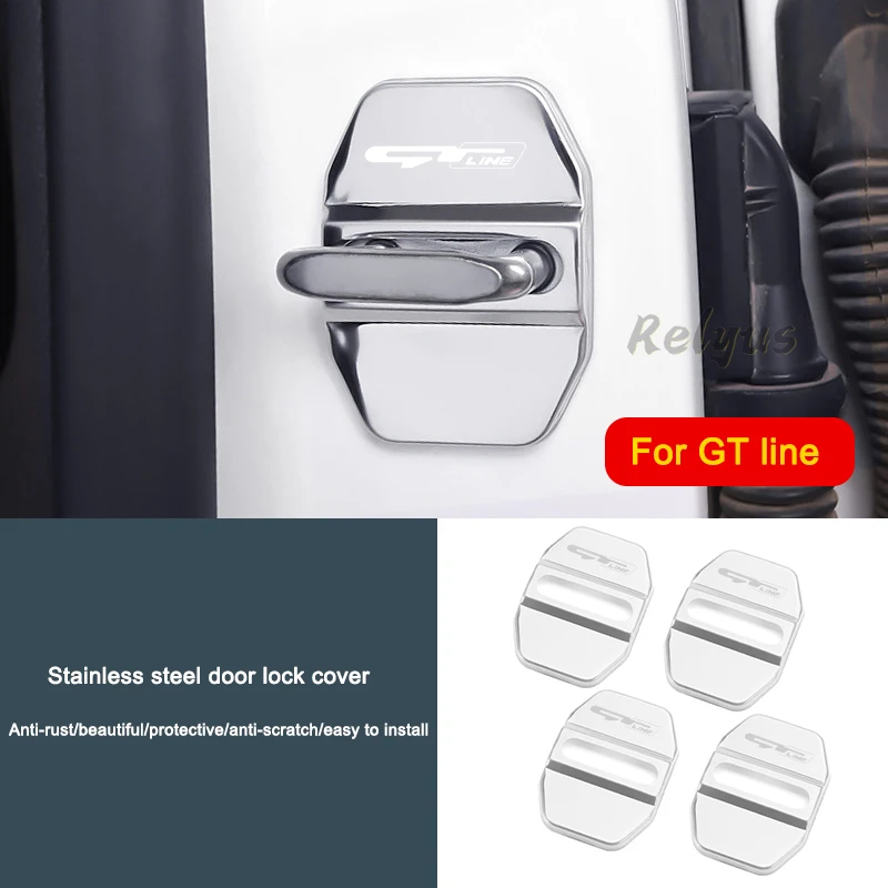 

4Pcs Car Door Lock Protective Buckle Stickers For KIA GT LINE K2 Sportage Stinger Sorento Ceed soul sorento VENGA KX5 K3 K4 K5