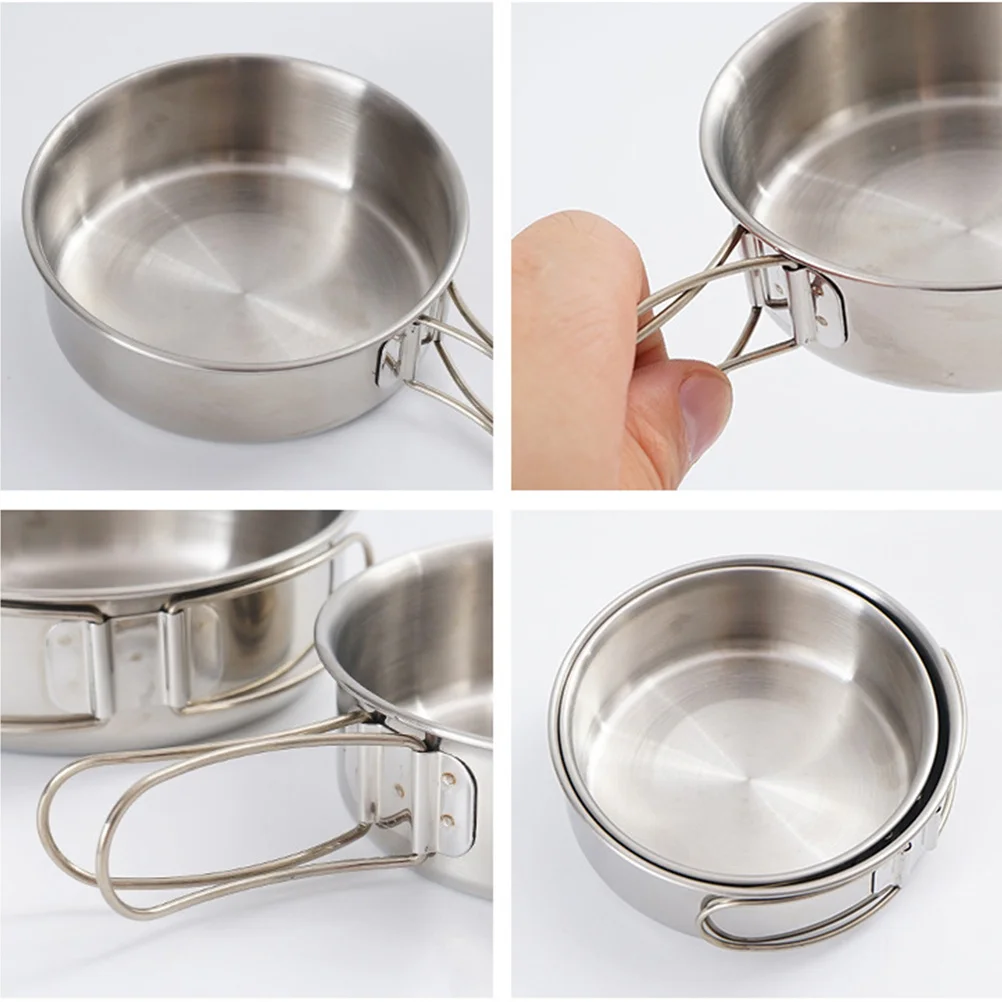 

2 pcs Mini Stainless Steel Folding Bowl Portable Camping Hiking Outdoor Tableware Durable Space Saving Foldable Cutlery