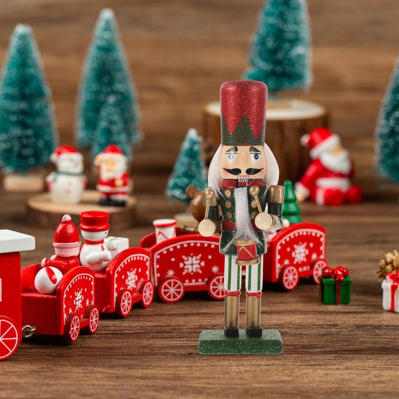 

Wooden Nutcracker Ornaments 16cm Stable Wood Craft Christmas Decorations Table Black Decoration Indoor Figures