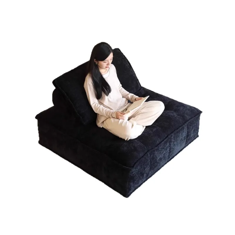 Tofu block fabric sofa, single module free combination black chenille