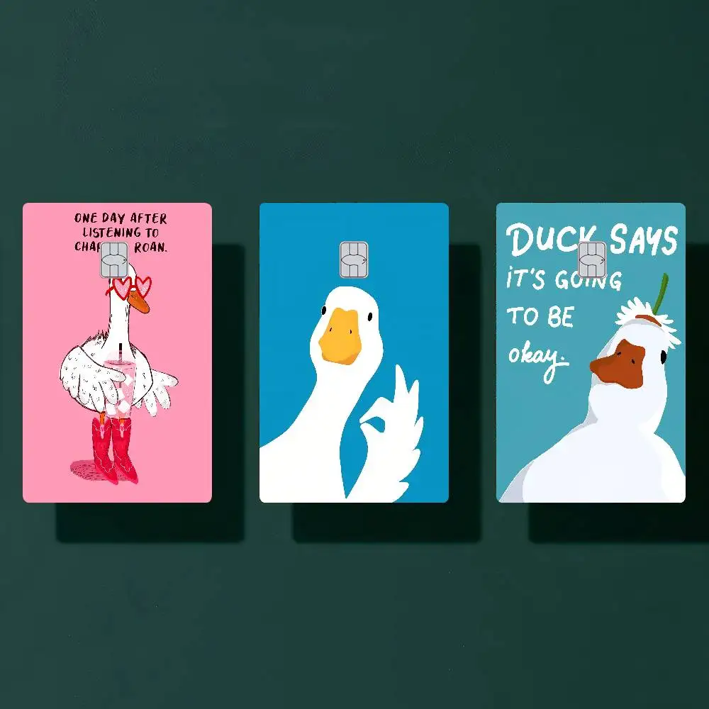 غطاء جلدي لفيلم ملصق Duck Anime لبطاقة الائتمان وبطاقة الخصم البنك الأمامية