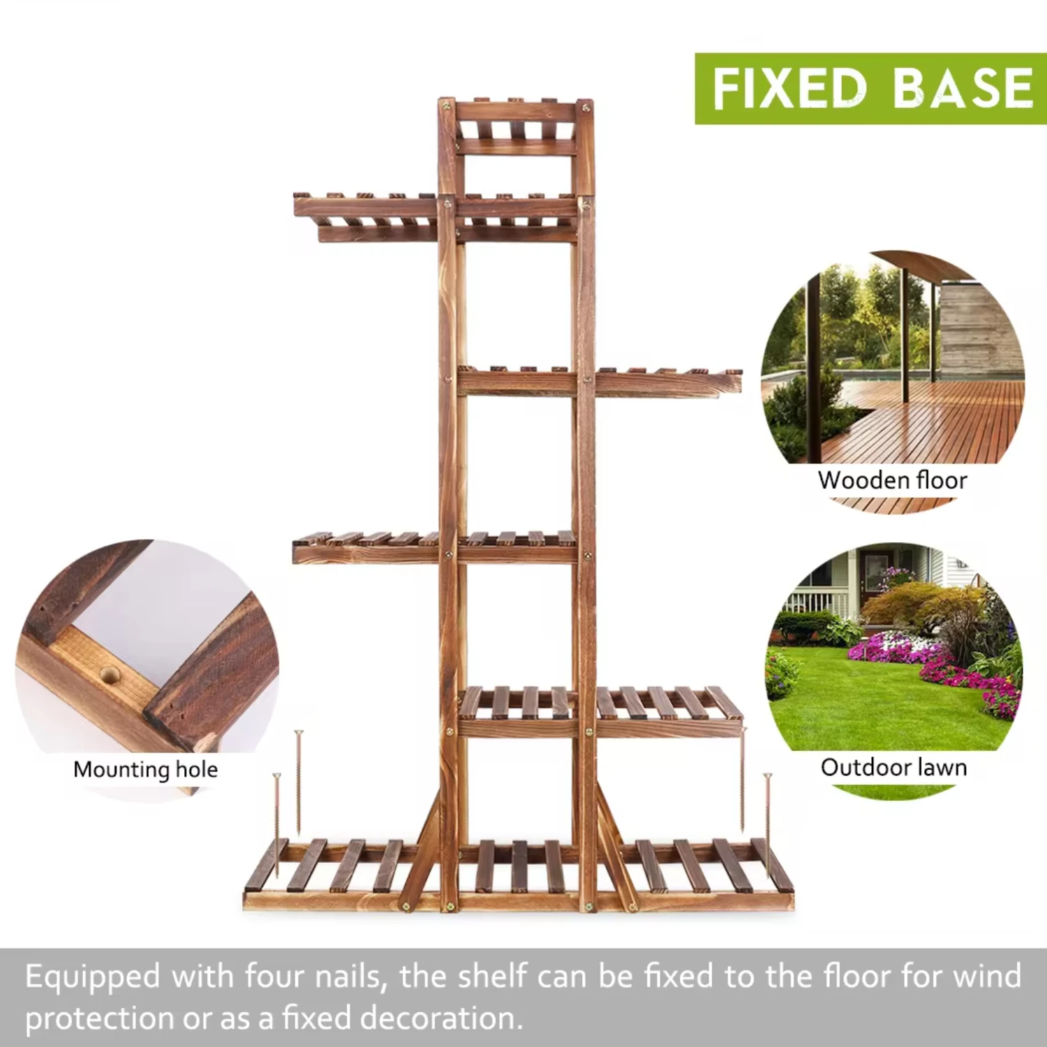 Wood Plant Display Shelf Stand Indoor Outdoor Garden Balcony Flower Pot Rack Living Room  Rack Holder