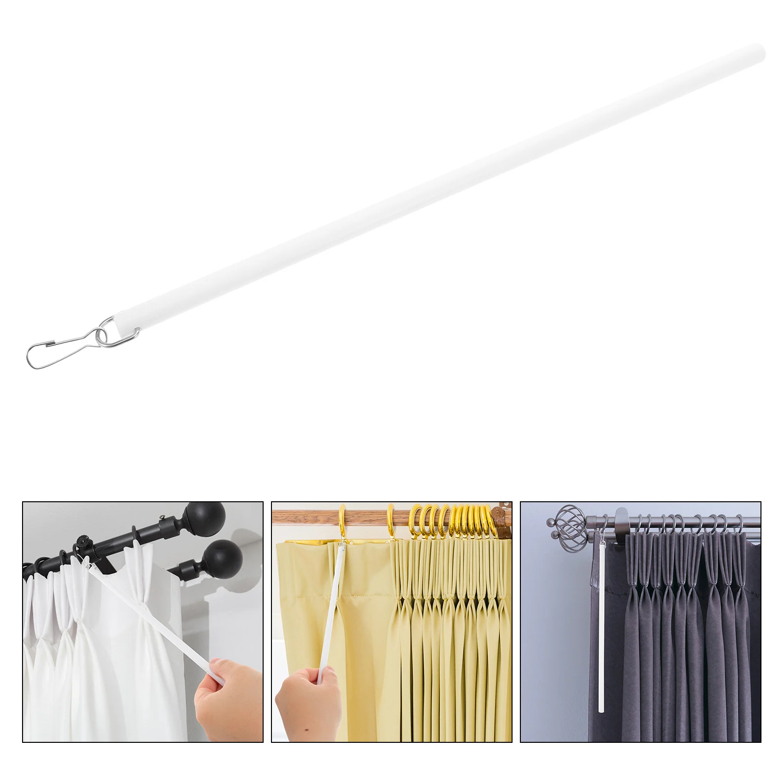 

2Pcs White Acrylic Curtain Pull Rods 30Cm Manual Drapery Pull Rods for Easy Curtain Control Smooth Window Blind Opener Accessory