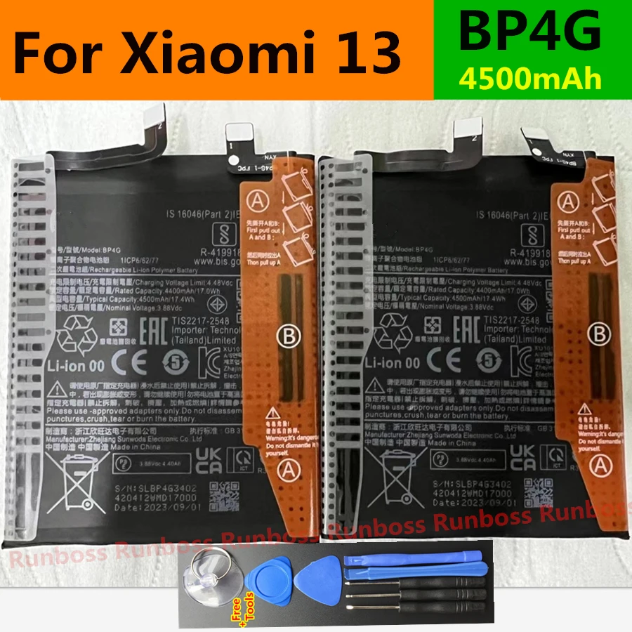 BP4G 4500mAh New Original Battery For Xiaomi Mi 13 ,Mi13 Mobile Phone High Quality