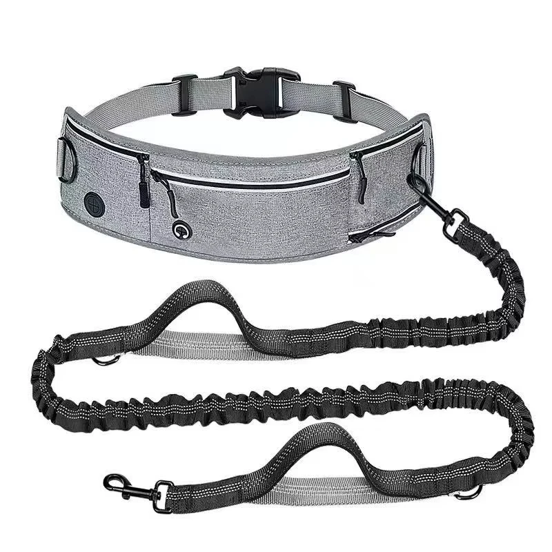 

New Waist Running Leash with Zipper Waist Dog Hands Free Dogs Leash Walking Pouch for Dog Walking Reflective Dual Padded Handles