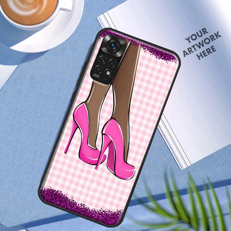 High Heels Girl Fashion Woman Phone Case For Xiaomi Redmi Note 11 10 9 Pro Note 10A 10C 10S 9S 8T 9A 9T 9C 7 Soft Cover