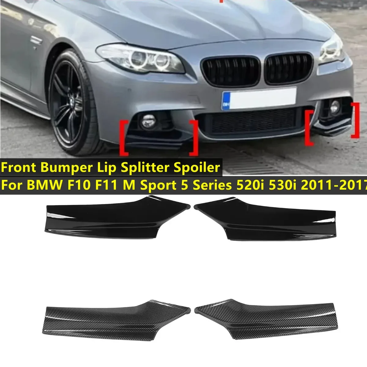 Neuer Frontspoilerlippen-Splitter für BMW F10 F11 M Sport 5er Serie 520i 530i 2011-2017 Paar Diffusor Karosserie-Kits Tuning
