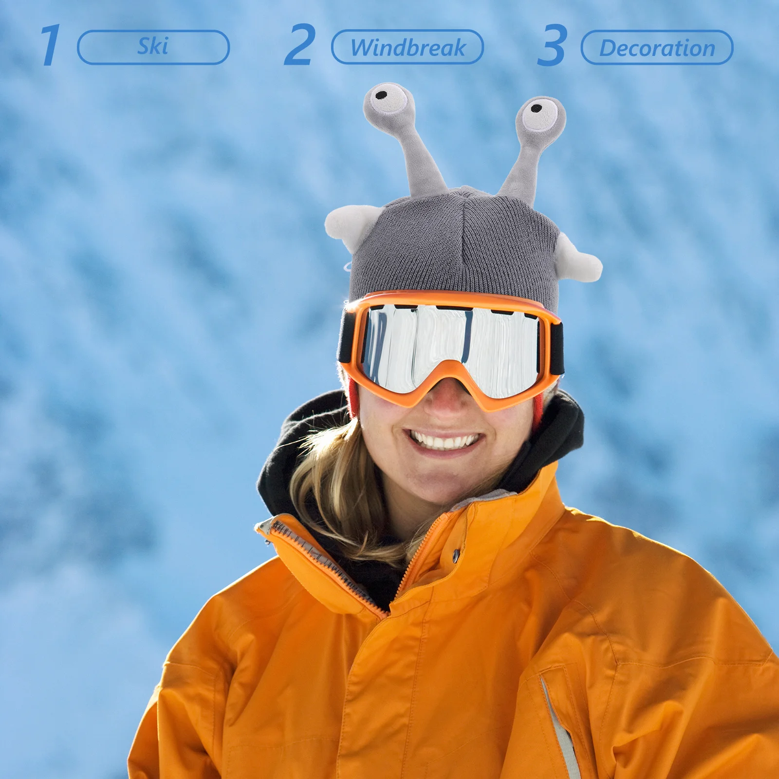 

Knitted Ski Cover Cute Cartoon Print Soft Comfortable for Snow Sports Christmas Winter Use Alligator Head Cover