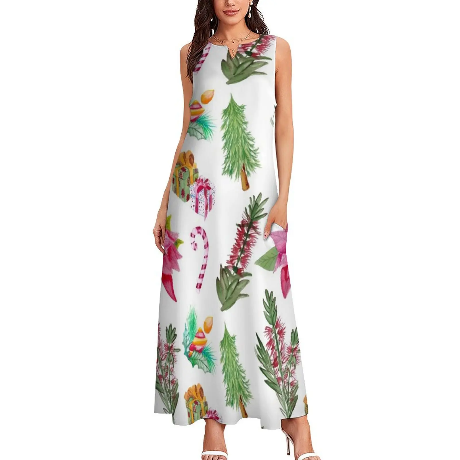 Australian Native Floral Christmas Print Long Dress summer dresses womens 2024 festival outfit women Summer skirt