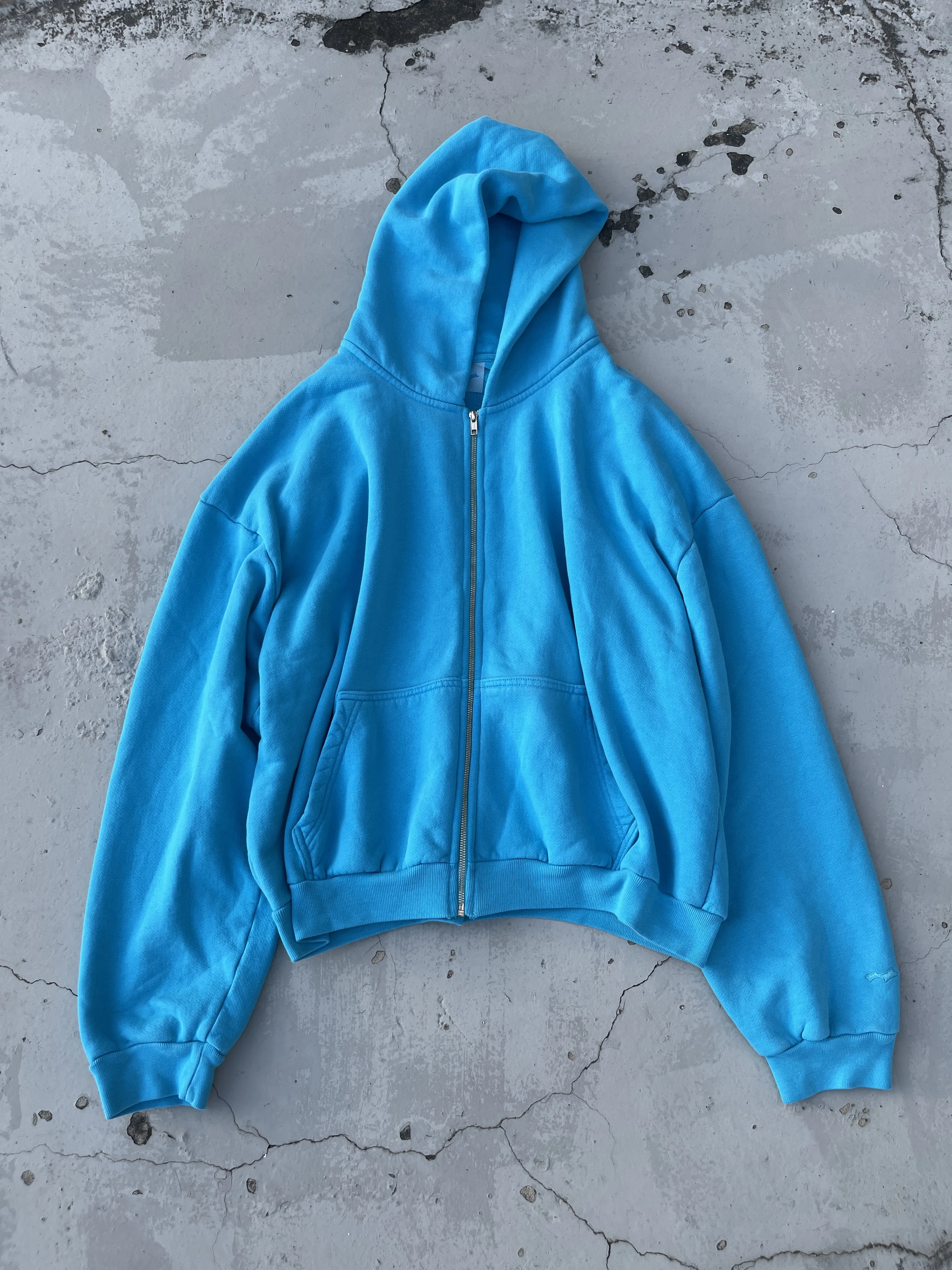

Blue Zipped Hoodie Skylrk Justin Bieber Brand Ceiling Sohee Couple Style Casual Loose Fit Long Sleeve Thermal Polyester