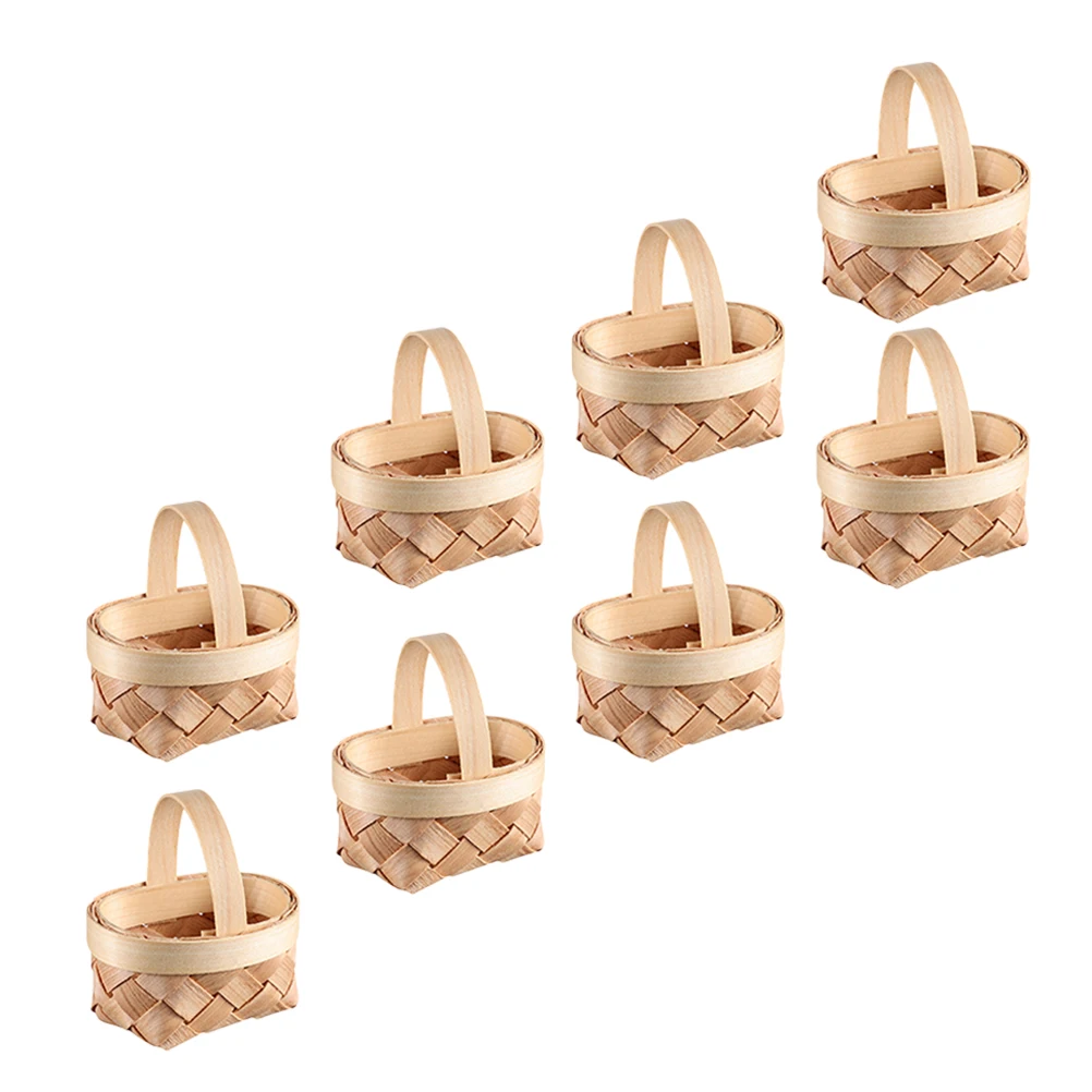 

8 Pcs Wood Chip Basket Miniature Woven Baskets Small Little Minature Tiny Chips