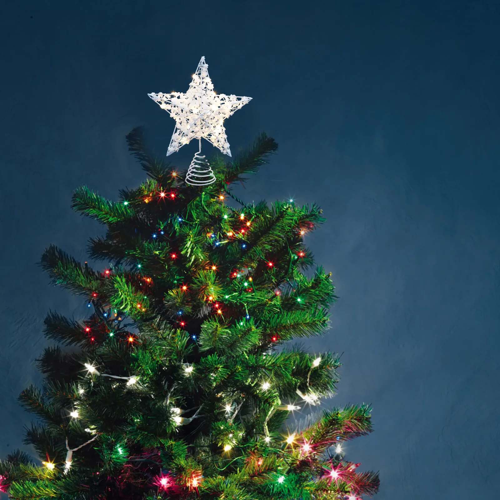 

1Pcs Christmas Tree Star Lamp Iron Craft Xmas Tree Topper Decor Luminous Treetop Xmas Decoration Iron Craft Lamp