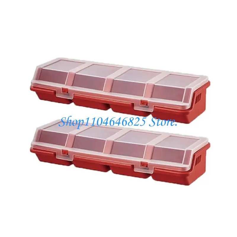 Long Plastic Organizers Boxes, 2 Pack with 4 Compartments for Screws