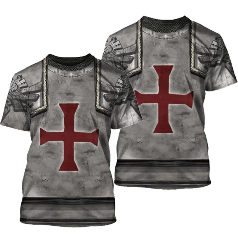 Templar Knights 3D Printed Summer Men\'s Casual Short Sleeve Casual hot trend men\'s clothing