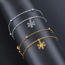HIPEE Christmas Theme Double Layer Snowflake Pendant Bracelet For Women Men Merry Christmas Snowflake Bracelets Jewelry Gift