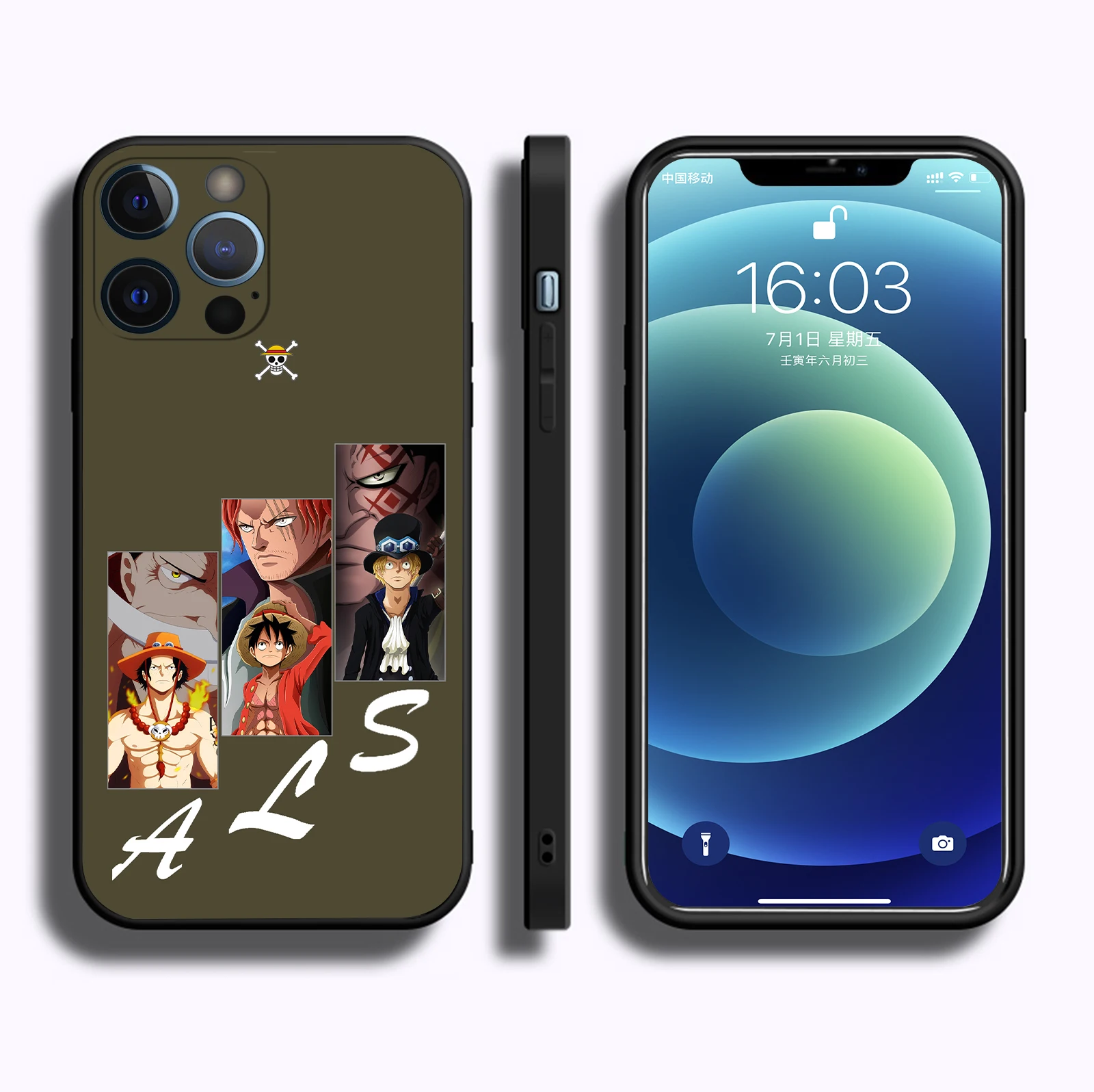 حافظة MINISO لهاتف آيفون 17 برو ماكس من السيليكون الناعم ASL Brothers Luffy Ace Sabo قطعة واحدة لهاتف آيفون 16 14 13 12 Pro Max #1