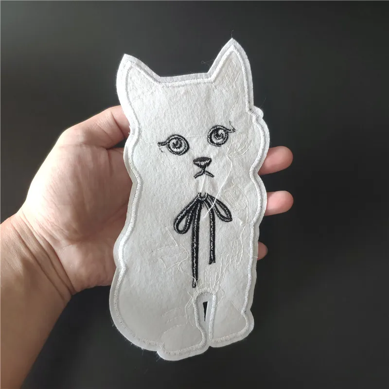 Clothing Women Shirt Top Diy White Cat Patch Animal Sequins deal with it T-shirt girls Sew on Patches for clothes Stickers