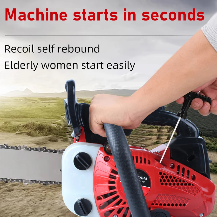 1800W Gasoline Logging Chainsaw Portable Single Handheld Saw Powerfull Mini Gasoline Saw Logging Chainsaw 25CC 15500RPM
