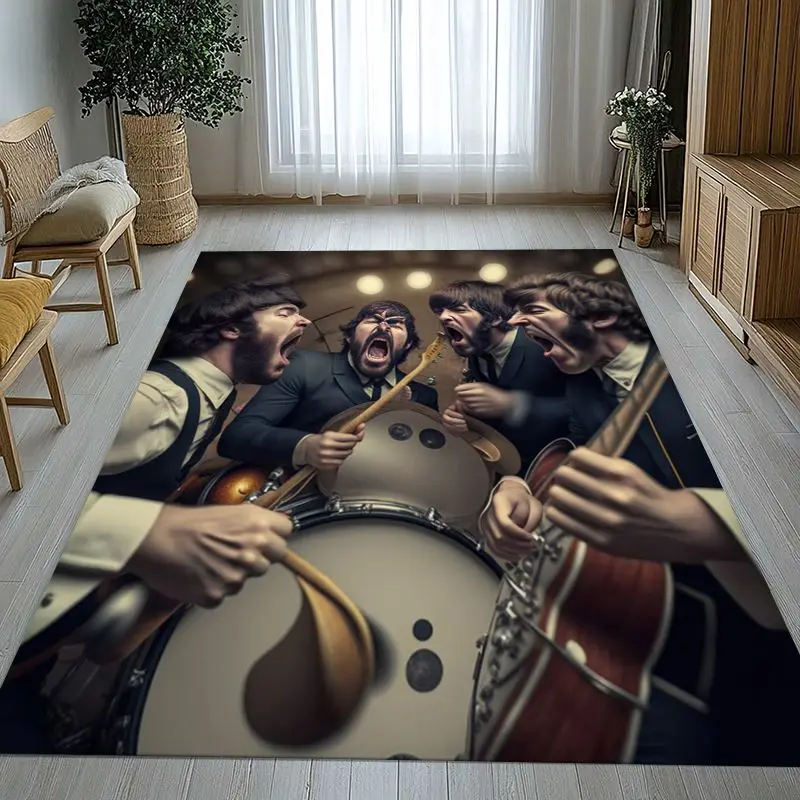Fab Four The B-Beatles Abbey Road Rock Band Soft Non-Slip Large Area Rug for Living Room,Bedroom Carpet Mat for Sofa,Home Decor