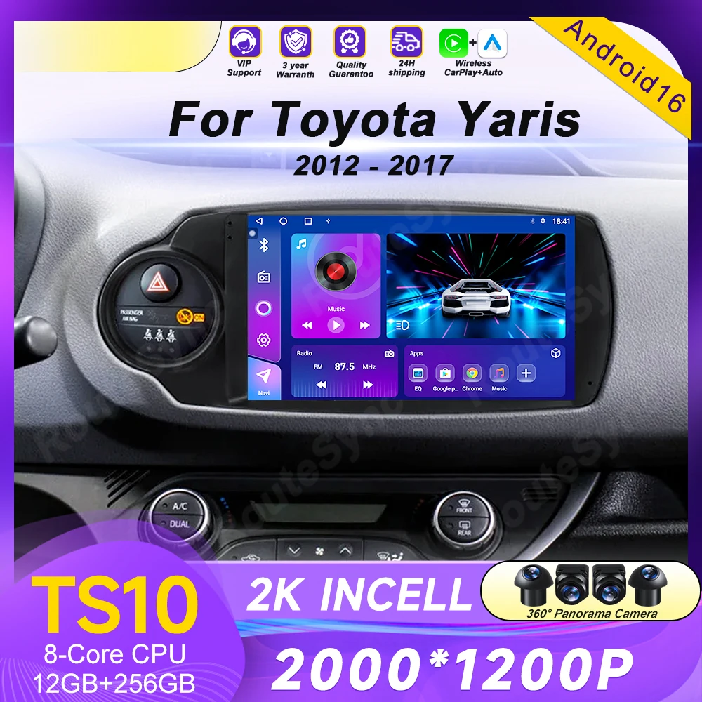 Car Radio Android 16 Carplay For Toyota Yaris 2012 2013 2014 2015 2016 2017 Navigation GPS Multimedia Player Stereo WIFI BT Auto