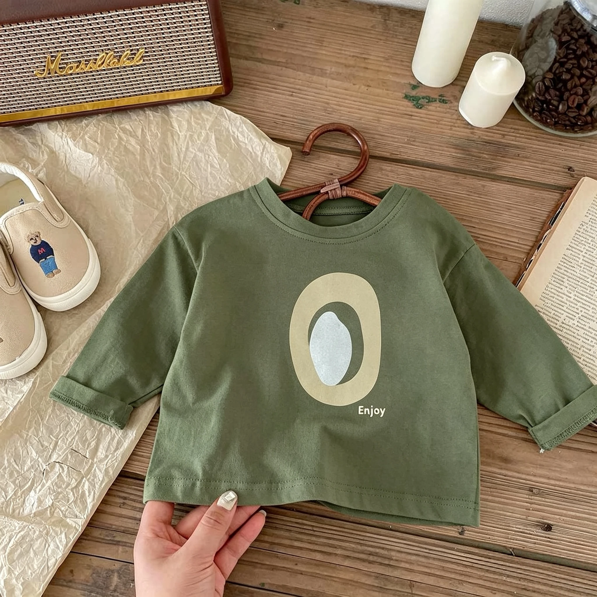 Autumn Clothing Kids Tops Long Sleeve T-shirt Printed Fashion Simple Children Crewneck Bottoming Shirts Tops Kids Clothes New