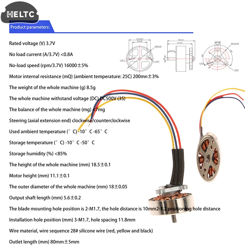 1PCS 1S-2S 3.7V 7.4V 15000KV Tiny 14mm 3-phase Brushless Motor High Speed Engine 1.5mm Shaft For RC Drone Fan Radiator Motor