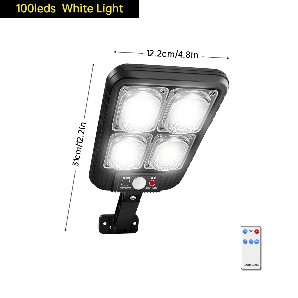 AMARYLLIS 100/200 LED Solar-Straßenlaterne, IP65, wasserdicht, Solar-Außenbewegungsmelder, Solar-Wandleuchte mit Fernbedienung für Garten und Hof 3