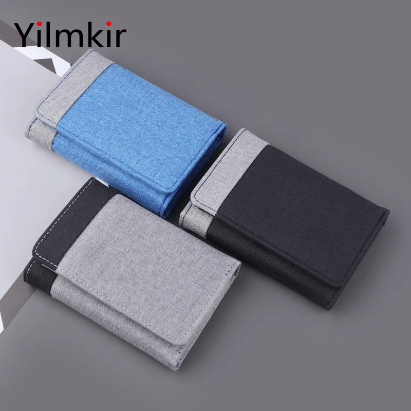 Simple Canvas Men's Tri Fold Wallet Large Capacity Casual Convenient Multi Card Purses Short Document Card Bag Fashion Card Case image 6