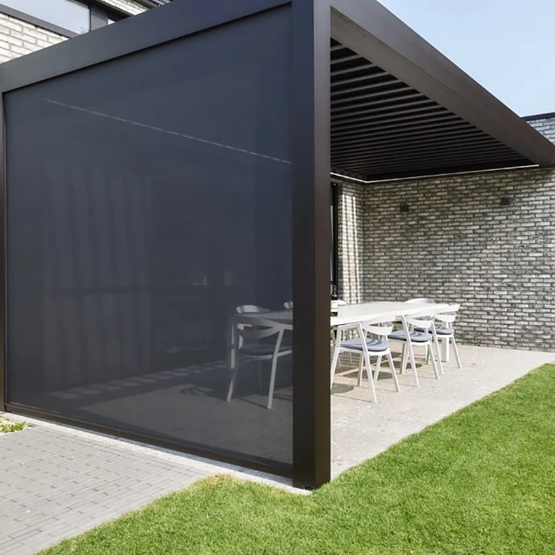 Motorized Waterproof Outdoor Curtain Pergola Outdoor Shades Fireproof Electric Ziptrack Blackout Motorized Outdoor Blinds