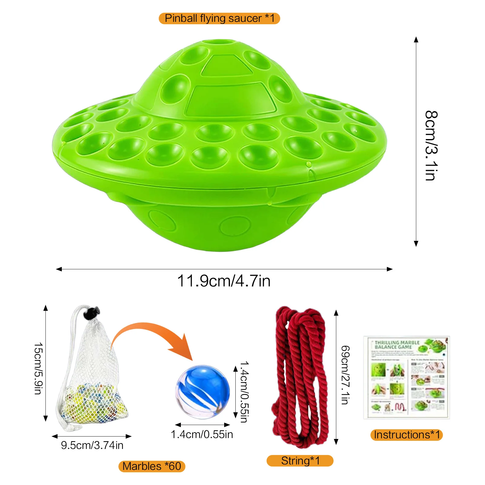Gioco di equilibrio in marmo di vetro per divertimento in famiglia 1-4 giocatori Giocattolo impilabile con 60 marmo colorato Gioco da tavolo educativo Bambini Adulti