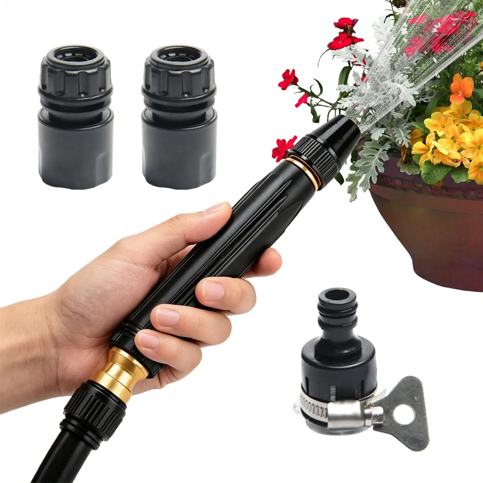 Hochdruck-Wasserschlauchdüse mit Schnellanschluss, Sprühkopf mit Einstellbarem Modus, Gartenschlauchdüse für Autowäsche und Gartenpflege